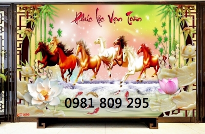 tranh mã đáo thành công - gạch tranh 3d ngựa  trang trí