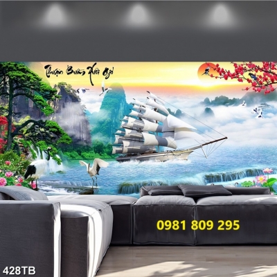 Tranh thuyền , gạch tranh 3d , tranh gạch