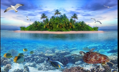 Tranh gạch 3d ốp bể bơi - 53CVB