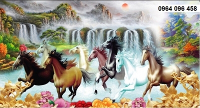tranh gạch 3d 8 con ngựa đẹp