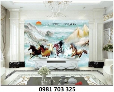 gạch tranh ốp tường phòng khách