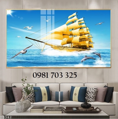 Gạch tranh thuận buồm xuôi gió phong thủy 3D