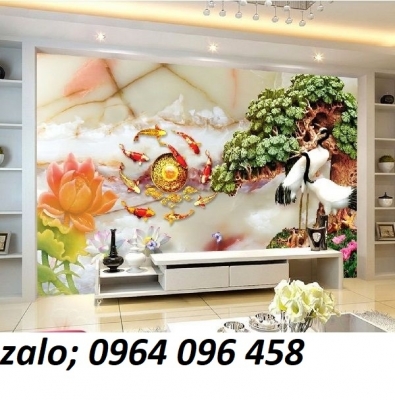 Tranh gạch 3d cửu ngư quần hội - BV55