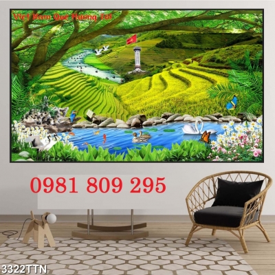 Tranh gạch ốp tường 3d phong cảnh trang trí