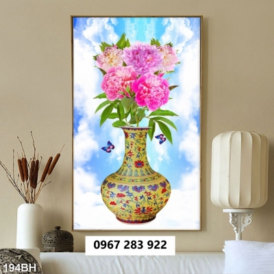 Tranh gạch 3d bình hoa