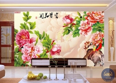 Tranh gạch 3d hoa mẫu đơn - gạch tranh 3d - 986CN