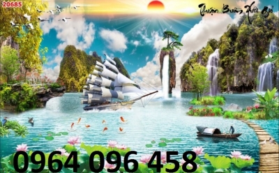 Tranh gạch men 3d phong thủy thuyền buồm - SDCCV7
