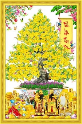 Tranh gạch 3d cây mai - GF32