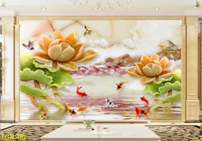 Mẫu tranh gạch 3d dán tường phòng khách -523SP