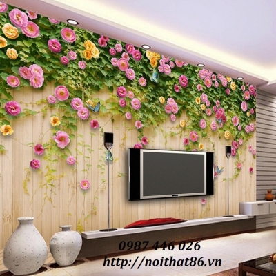Tranh gach men giàn hoa hồng leo HP9723