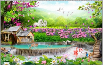 Tranh gạch 3D ốp tường phòng khách