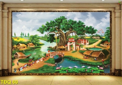 mẫu tranh 3d đồng quê - 78H