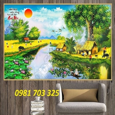 Gạch tranh đồng quê 3D trang trí