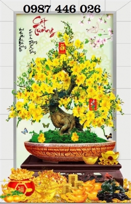Tranh gạch men hoa mai vàng HP8733