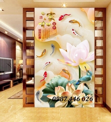 Gạch tranh hoa sen 3d ốp tường HP9282