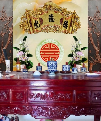 Tranh phòng thờ- tranh gạch 3D ốp tường