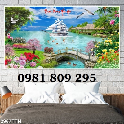 Gạch ốp tường , gạch men 3d thuyền buồm Hn838