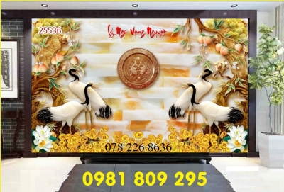 tranh tùng hạc - gạch 3d