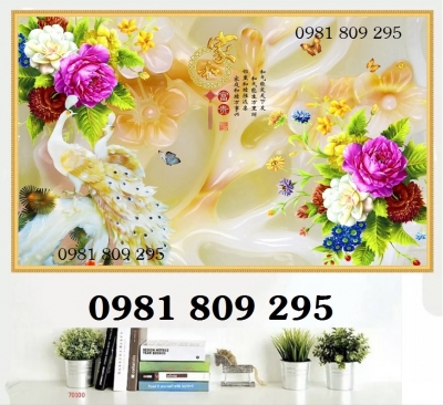 Tranh con công - gạch tranh ốp tường