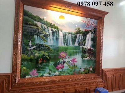 Gạch tranh ốp tường phòng khách