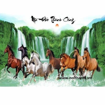 Tranh 8 chú ngựa - gạch tranh 3D