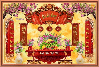 Gạch tranh dán tường phòng thờ