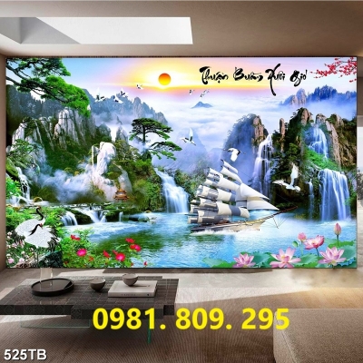 Tranh gạch 3d thuyền , tranh gạch men