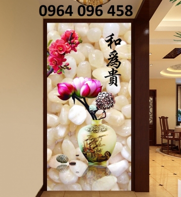 Tranh gạch bình hoa 3d - gạch tranh 3d bình hoa - 987CBV