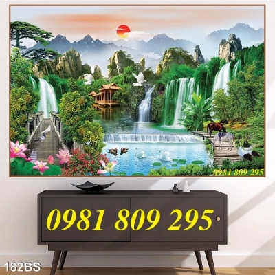 tranh gạch phong thủy sơn thủy 3d