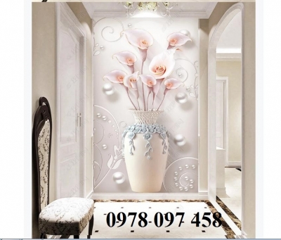 Gạch tranh bình hoa ốp tường