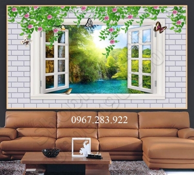 Gạch 3D- Tranh phong cảnh cửa sổ