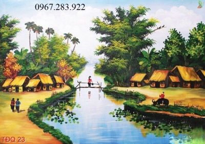 Tranh 3D phong cảnh làng quê Việt Nam xưa