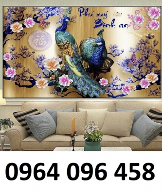 Tranh gạch men 3d chim công phong thủy - GBV33