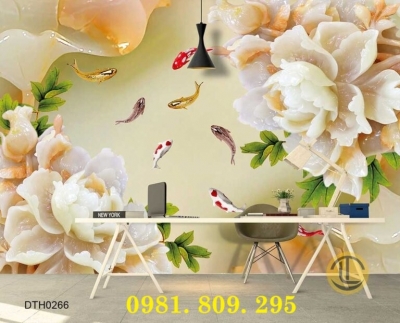 Mẫu tranh 3d hoa mẫu đơn , gạch tranh