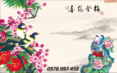 Tranh họa tiết hoa mẫu đơn
