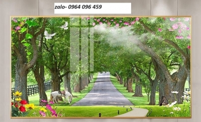 Tranh gạch ốp tường phong cảnh rừng cây 3d - CXV44