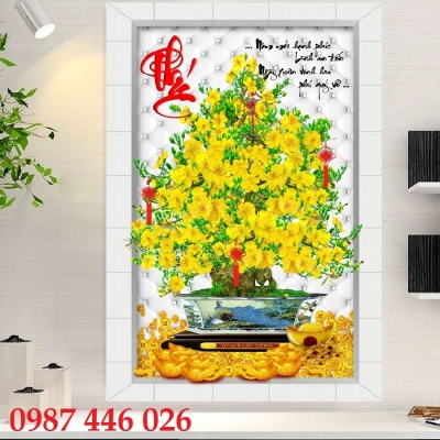 Tranh gạch men hoa mai vàng HP62822