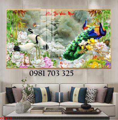 Tranh gạch 3D phong thủy chim công