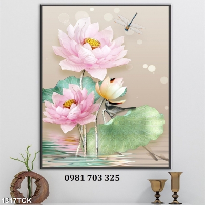 Gạch tranh 3d hoa sen trang trí đẹp
