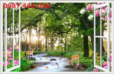 Gạch tranh 3d phong cảnh cửa sổ HP983