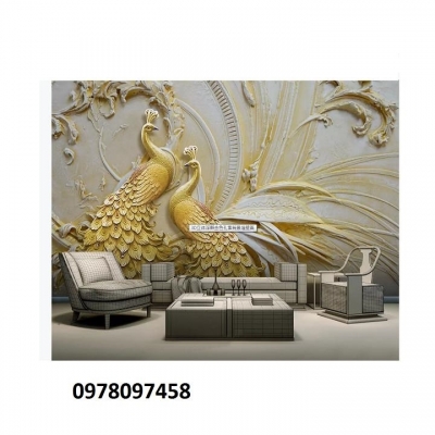 Tranh gạch - tranh chim công