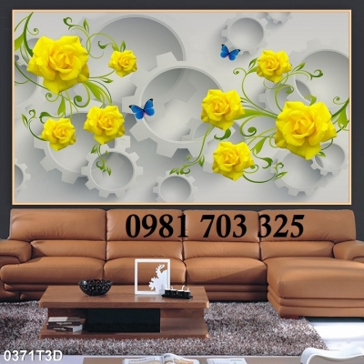 Tranh gạch 3D trang trí hình hoa đẹp