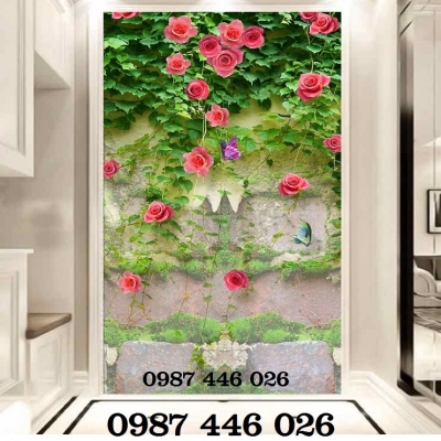 Tranh giàn hoa, gạch tranh hoa hồng HP9823