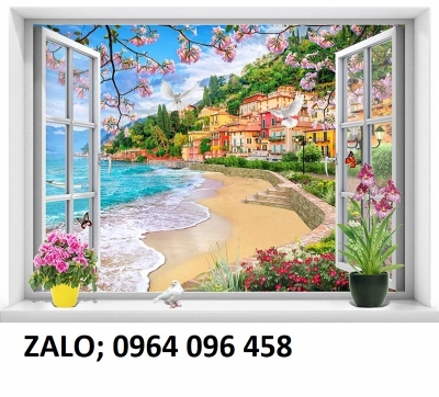 Tranh gạch ốp tường cửa sổ 3d - HCN43