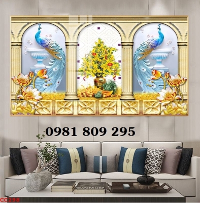 Gạch ốp tường - tranh gạch con công HP4543