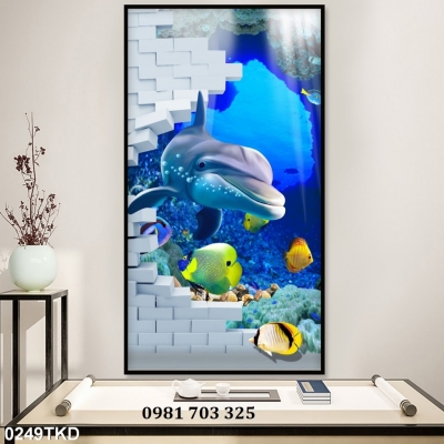 Tranh dán tường 3D, gạch tranh khổ đứng