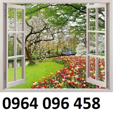 Tranh cửa sổ 3d - tranh gạch 3d cửa sổ - LDS32