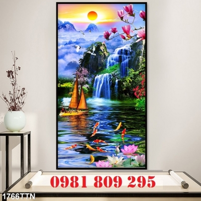 Tranh khổ đứng, tranh gạch men phong cảnh ốp tường DFGD67