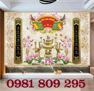 Gạch tranh cao cấp phòng thờ 3d gia tiên