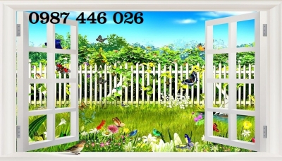 Gạch tranh 3d phong cảnh cửa sổ HP983
